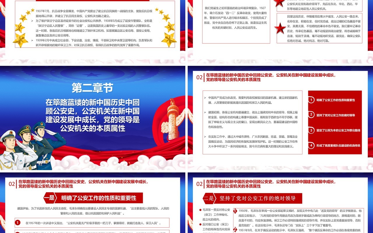 蓝色党政风着力锻造一支高素质过硬公安铁军公安政治轮训专题党课通用PPT模板