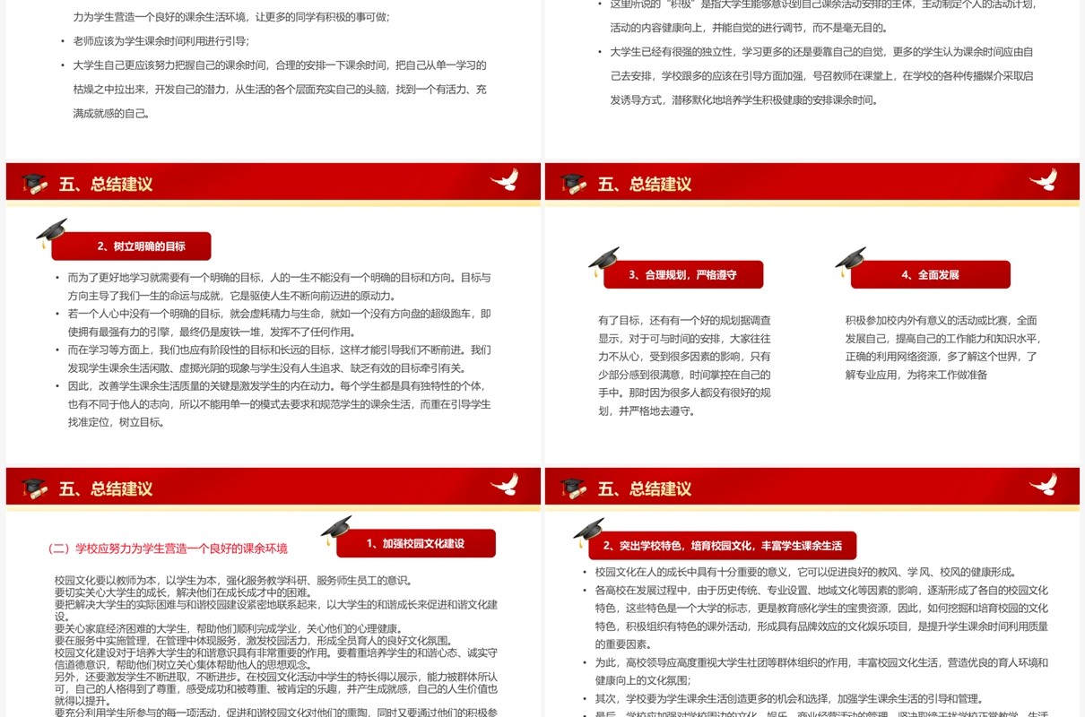红色卡通大学生思政实践报告PPT模板