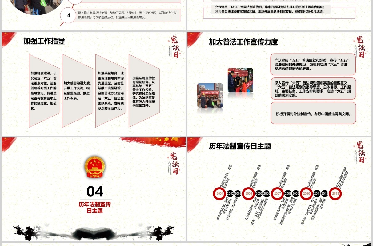 简约水墨学习解读中华人民共和国宪法修正案党课党建PPT模板