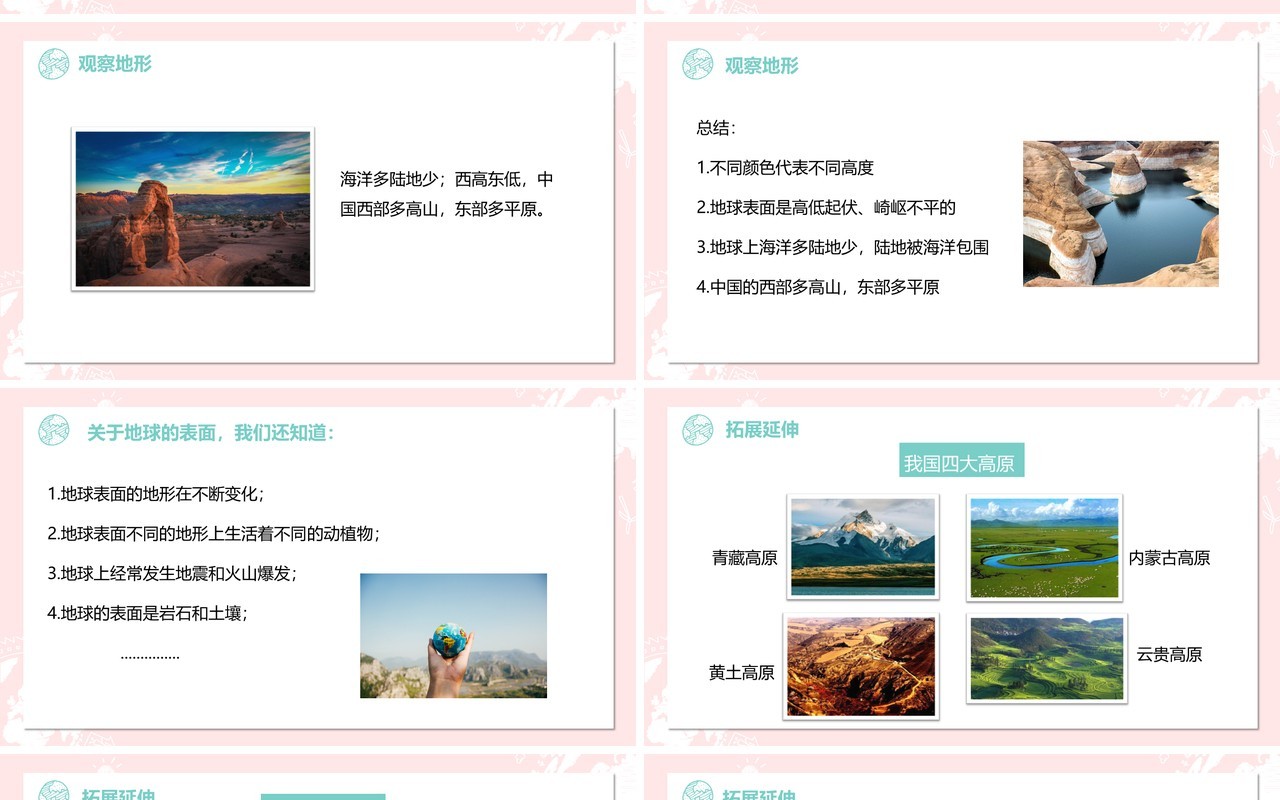 教科版五年级科学上册地球表面的地形PPT模板