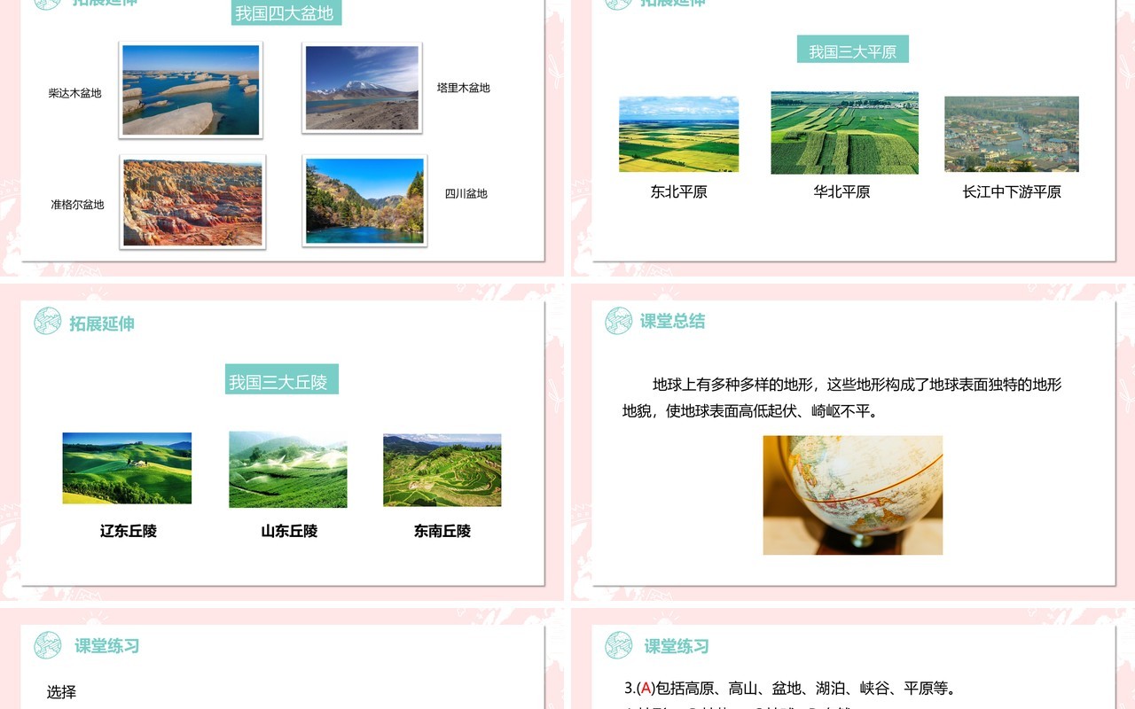 教科版五年级科学上册地球表面的地形PPT模板