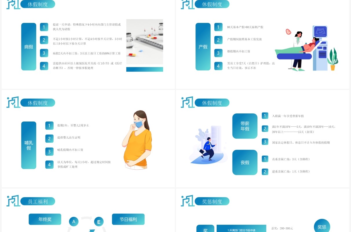 蓝色简约风格企业规章制度培训PPT模板