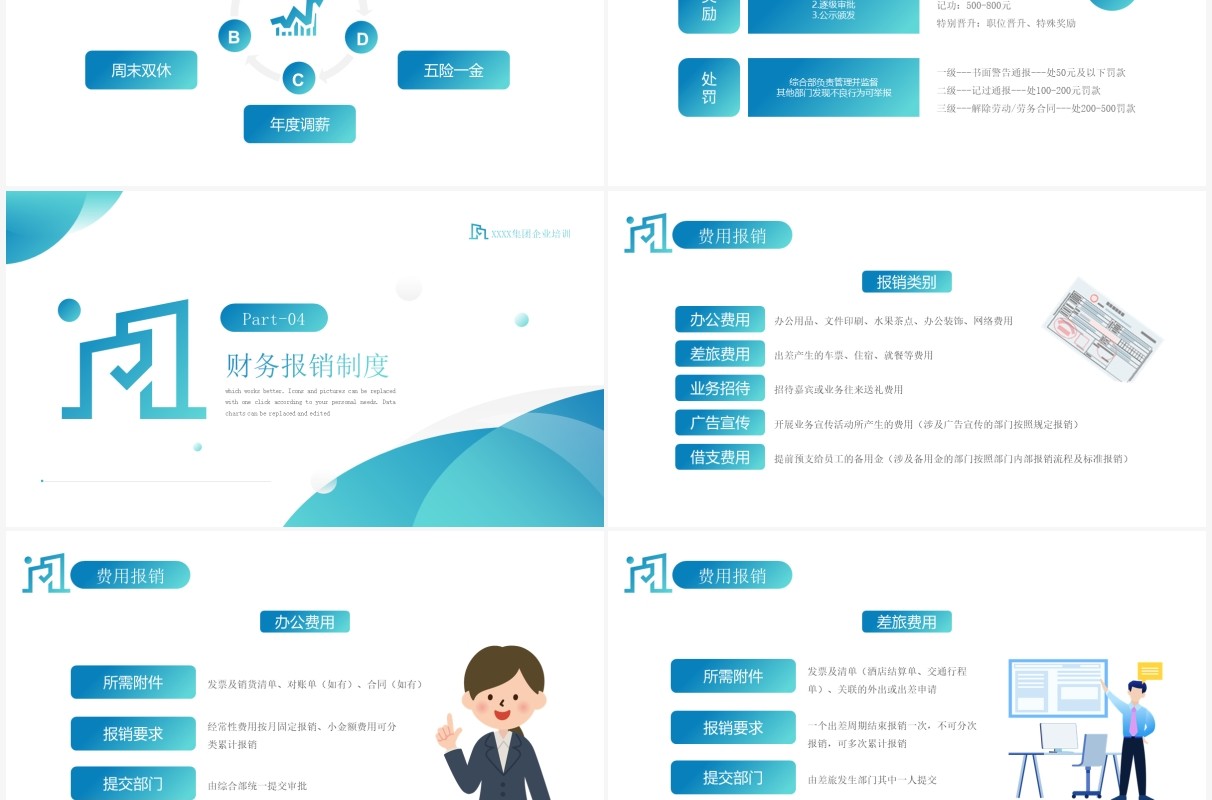 蓝色简约风格企业规章制度培训PPT模板