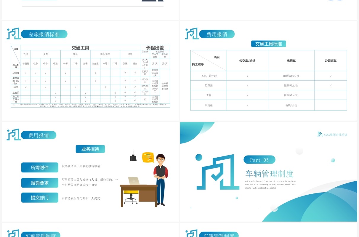 蓝色简约风格企业规章制度培训PPT模板