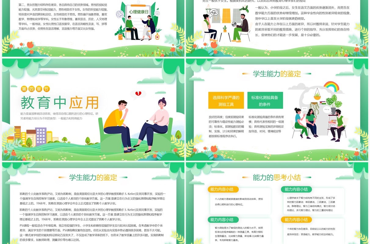 绿色卡通风心理学教育课件之能力PPT模板