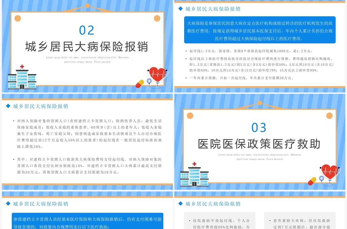 蓝色卡通风医院医保政策培训PPT模板