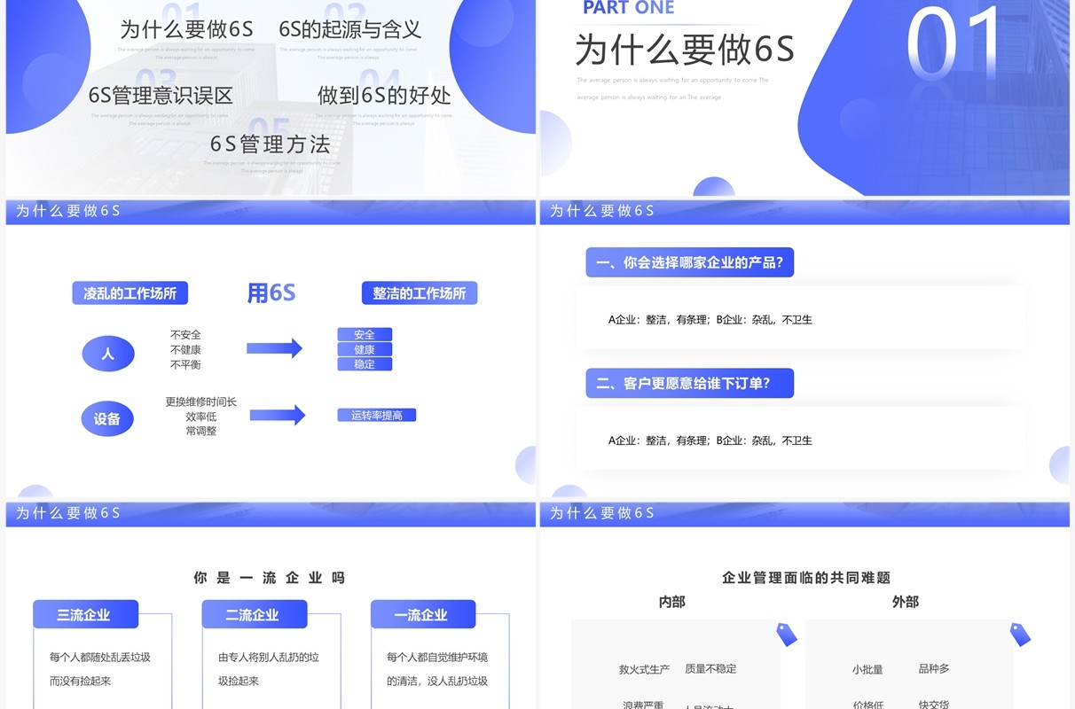 紫色简约企业6S管理培训PPT模板