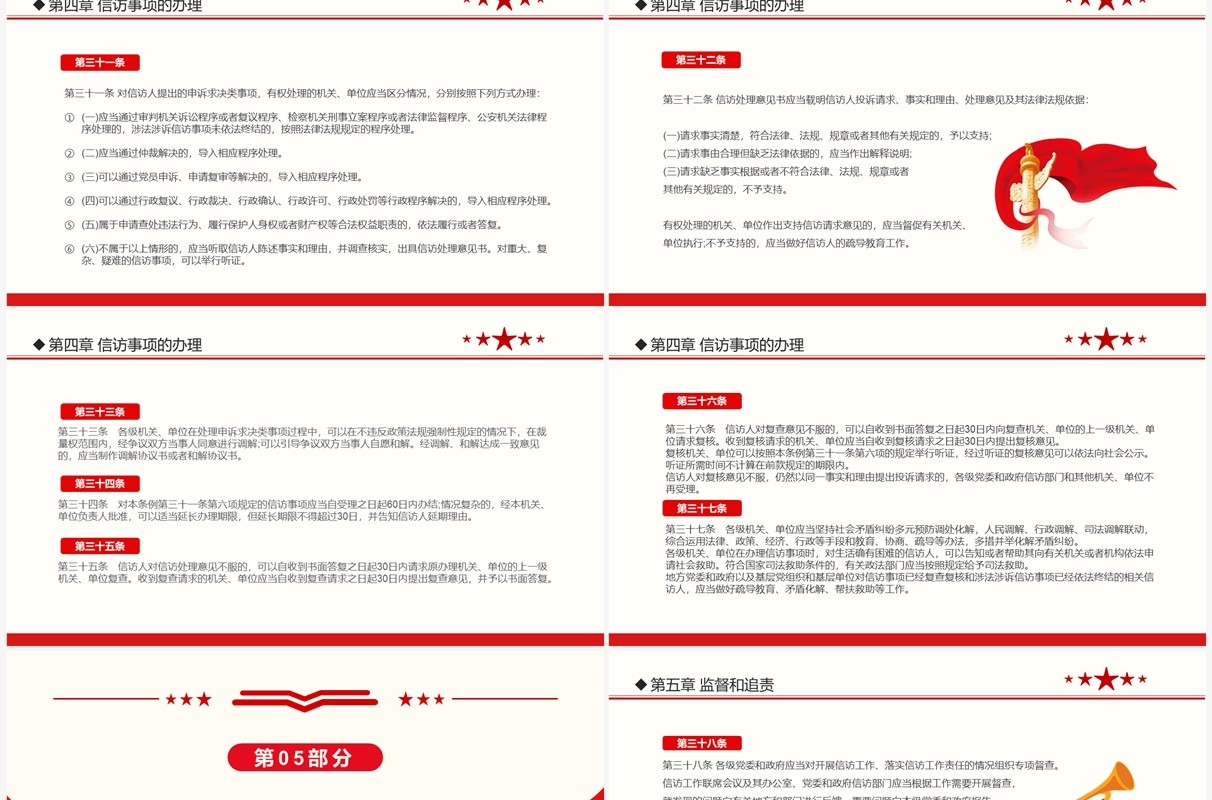 红色简约风信访工作条例解读PPT模板