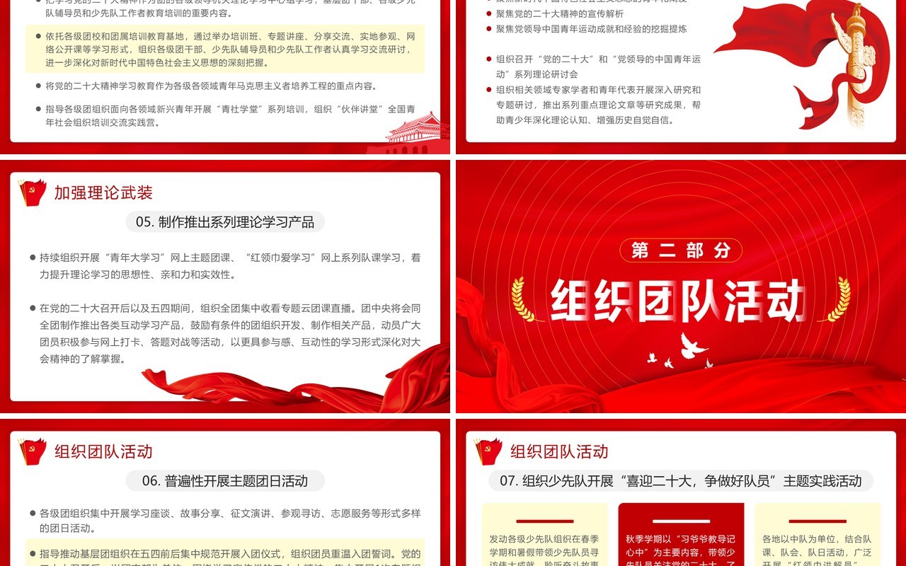 红色简约喜迎二十大共建中国梦PPT模板