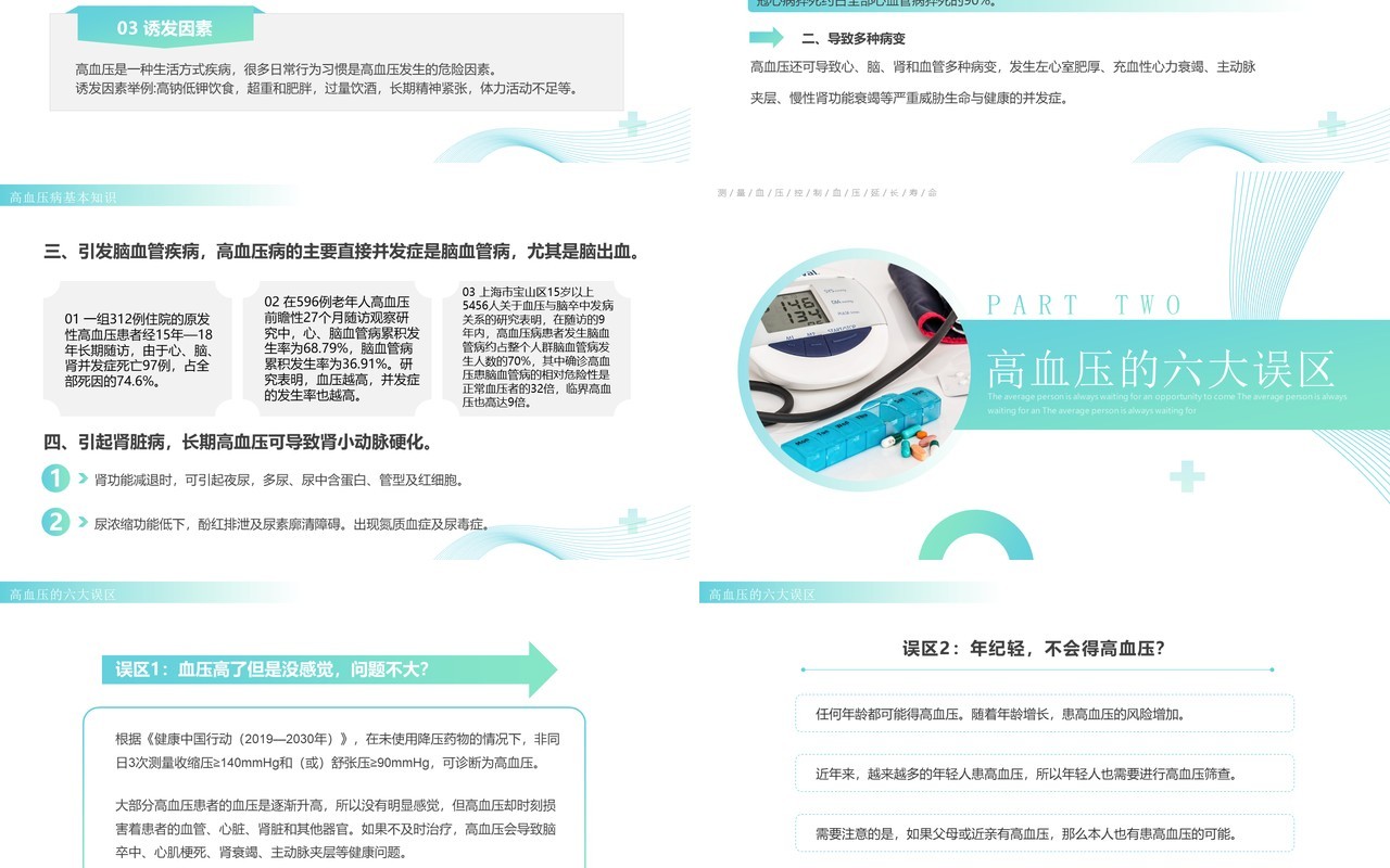 绿色简约风高血压健康知识教育PPT模板