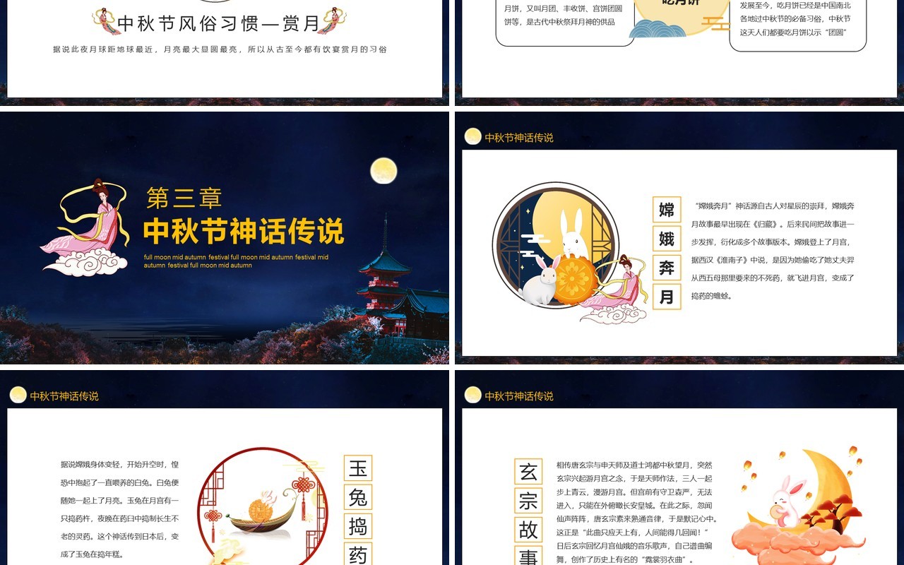 中国传统节日月满中秋团圆佳节中秋节主题动态PPT模板