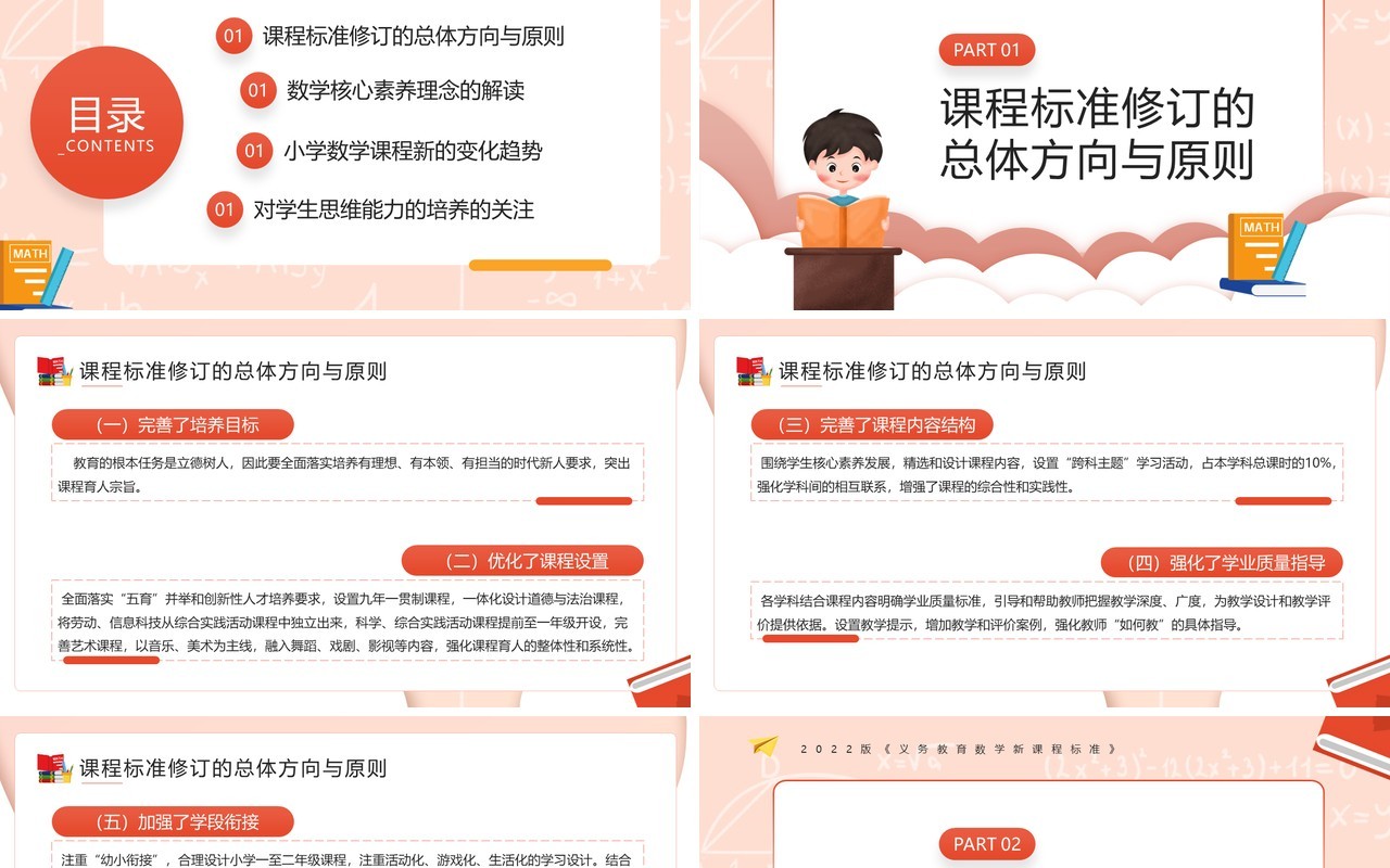 粉色2022版义务教育数学新课标解读PPT模板