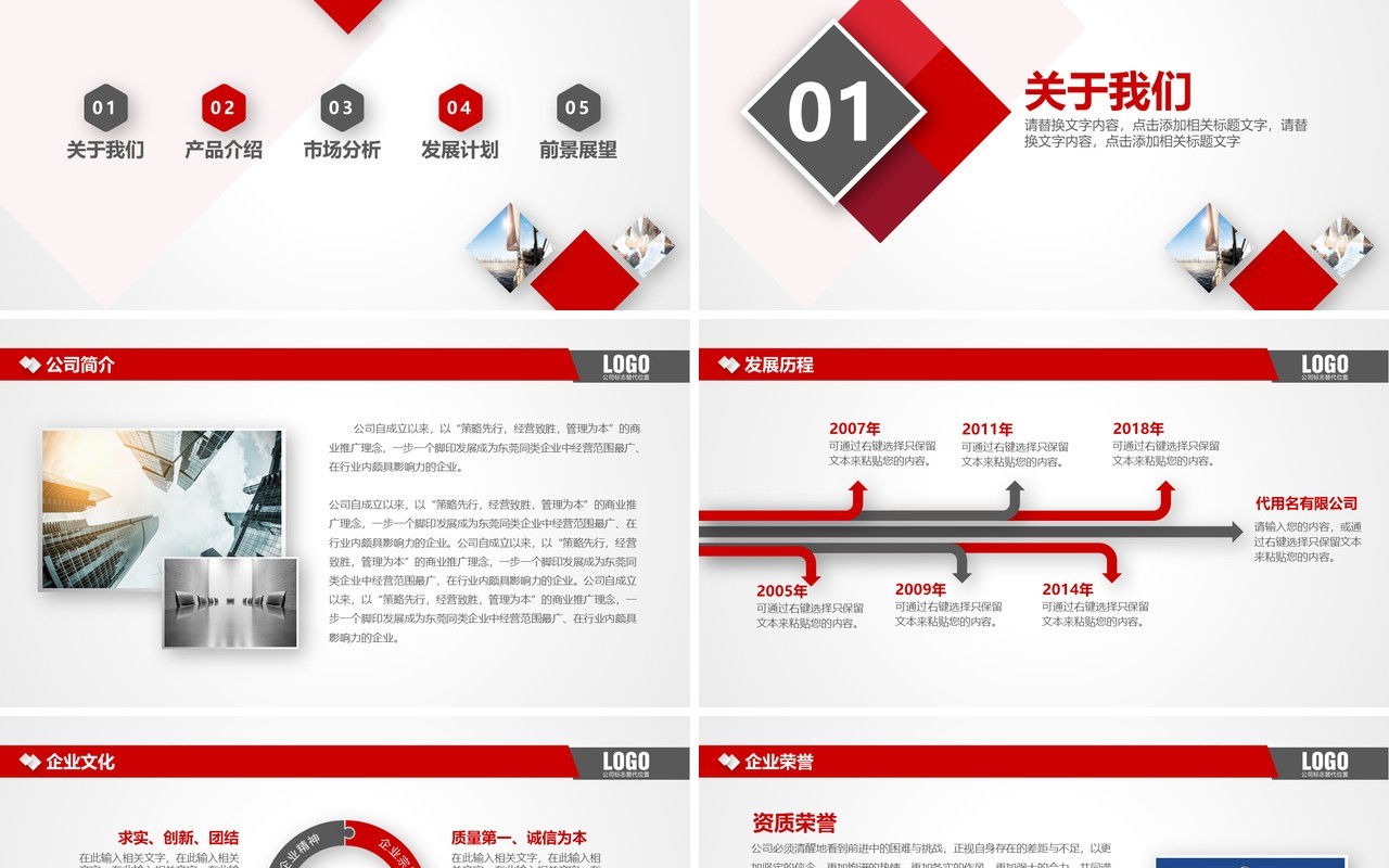 简约红色公司产品介绍企业宣传PPT模板
