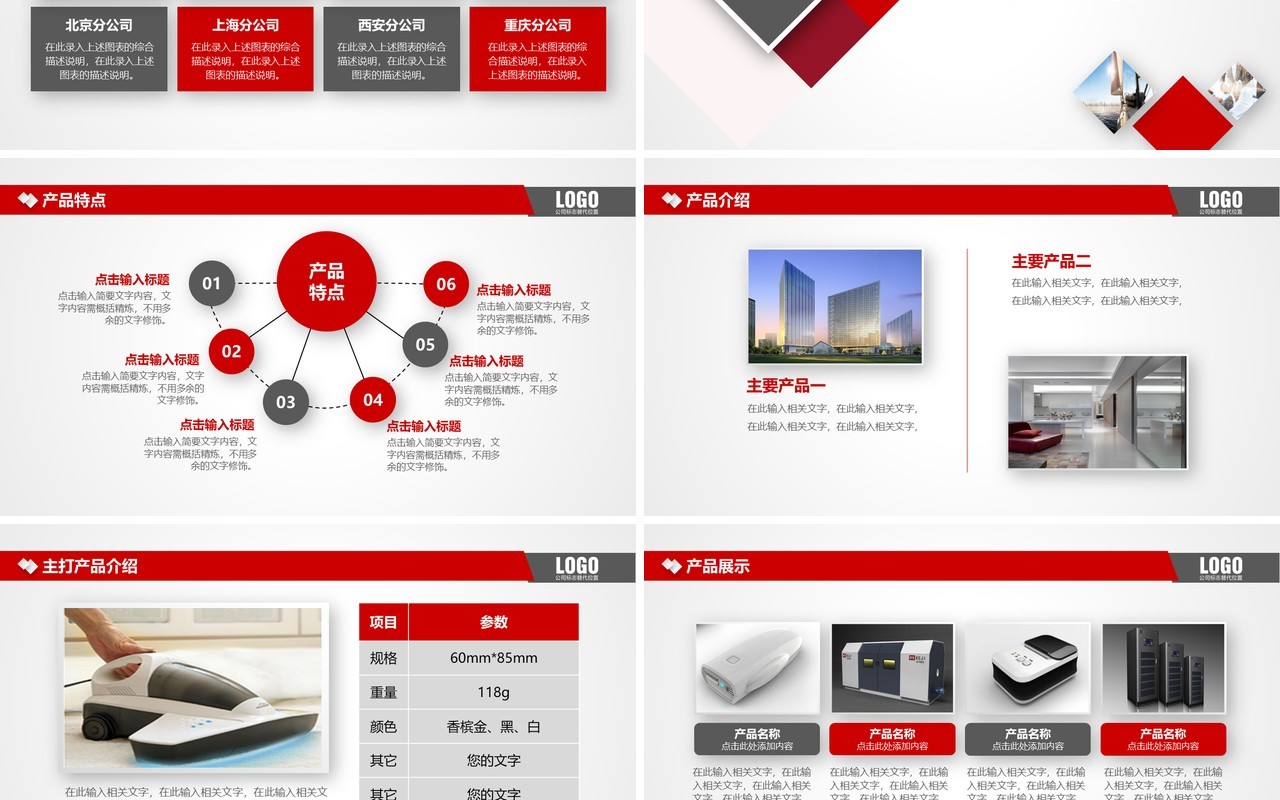 简约红色公司产品介绍企业宣传PPT模板