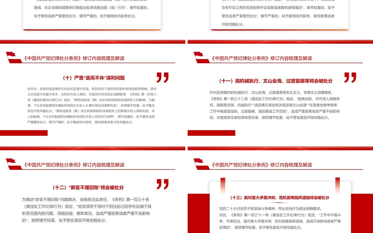 红色简约风中国共产党纪律处分条例PPT模板(2)