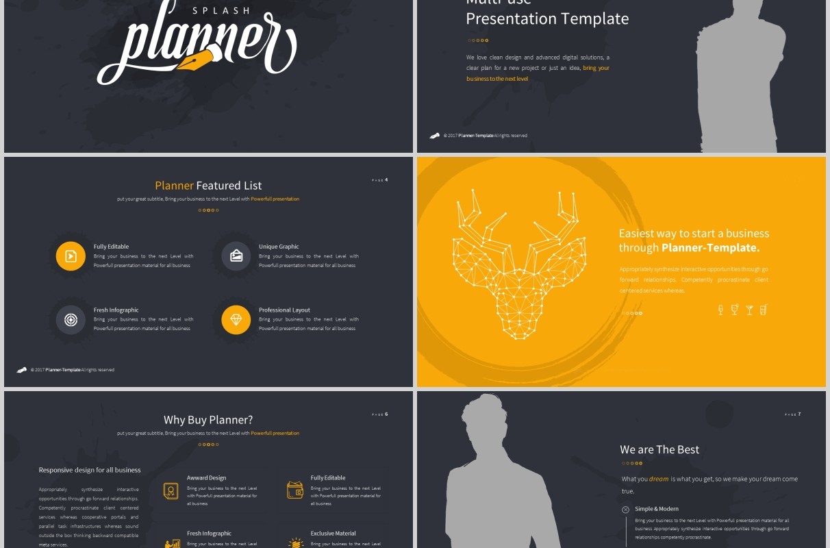 深色商务工作通用PPT模板版式设计Splash Powerpoint Template