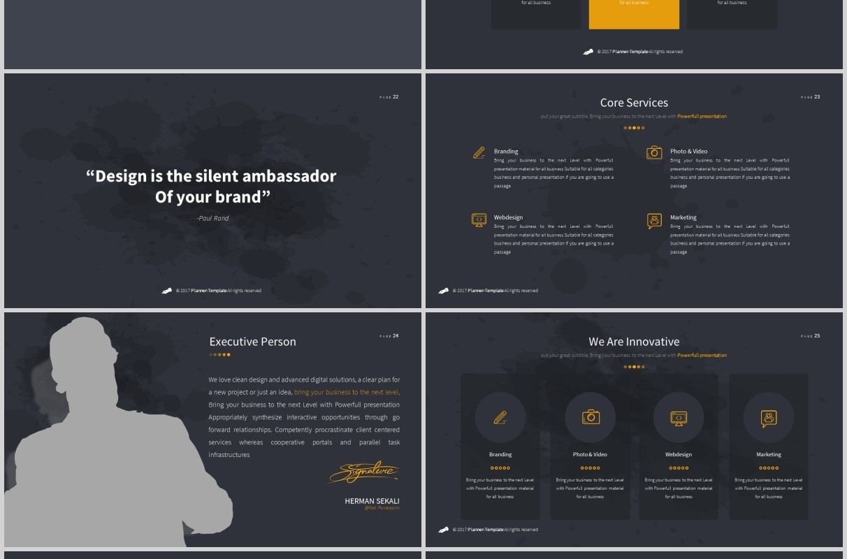 深色商务工作通用PPT模板版式设计Splash Powerpoint Template
