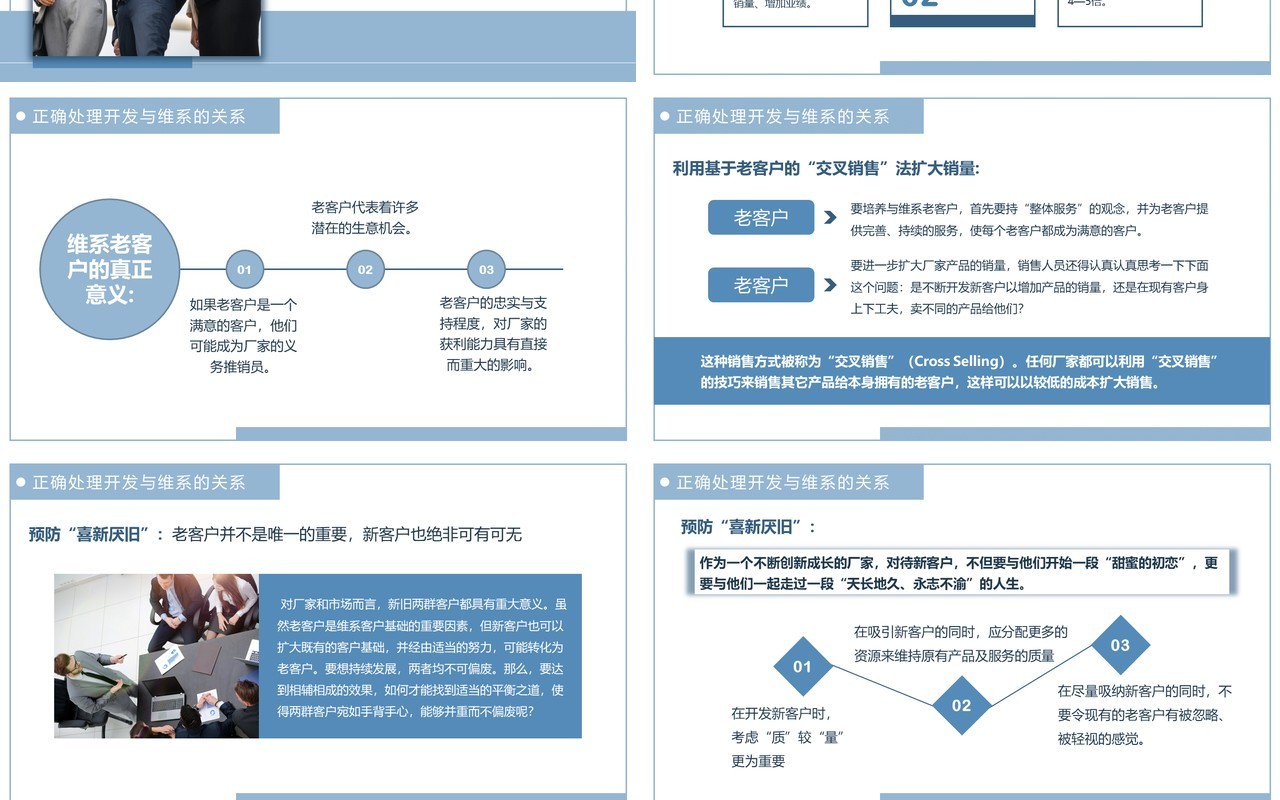蓝色简约商务风客户管理技巧PPT模板