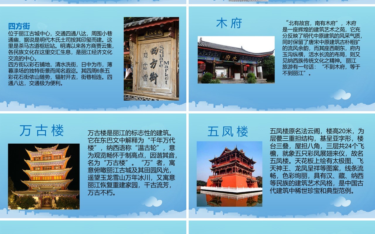 蓝色简约云南毕业旅行策划PPT模板