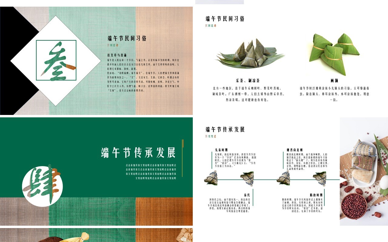 简约端午节历史由来介绍PPT模板