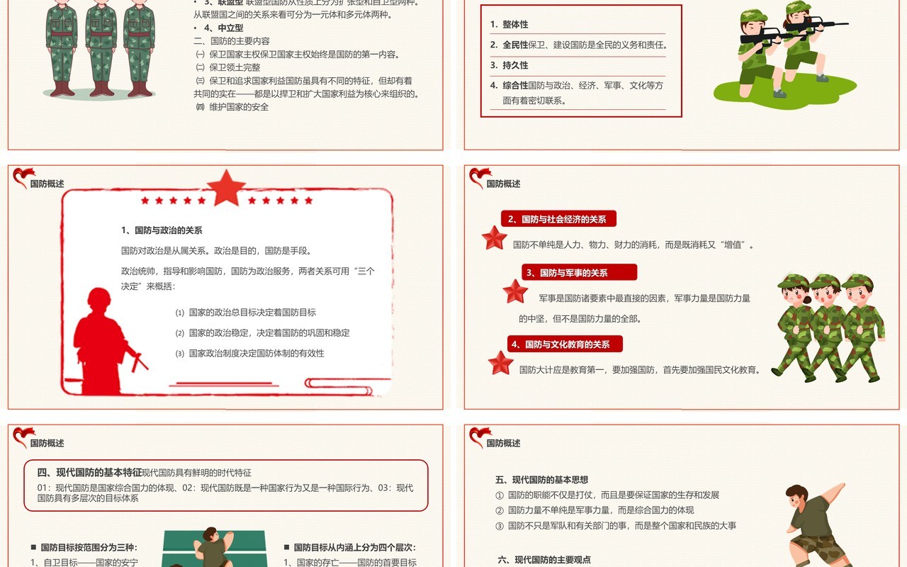 黄色卡通风大学生军事理论PPT模板