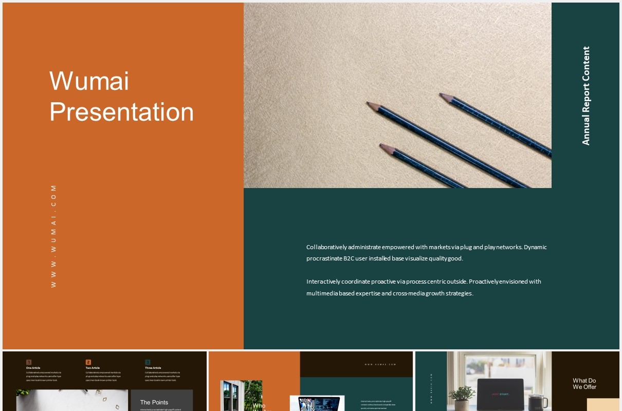 深色时尚公司企业年报宣传介绍PPT模板Wumai-Annual Report Powerpoint