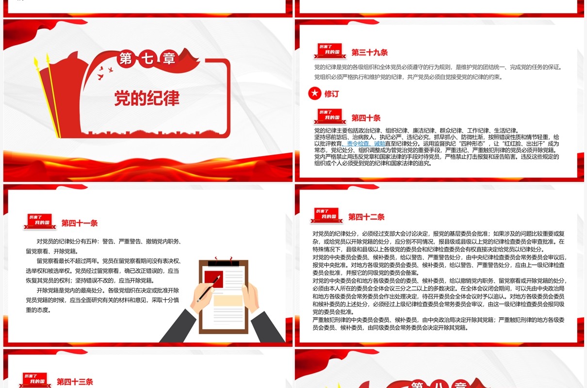 红色党政风中国共产党党章新旧对照PPT模板