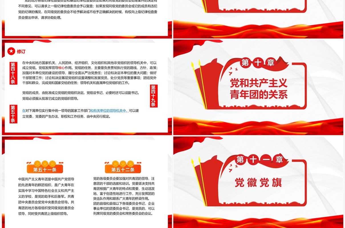 红色党政风中国共产党党章新旧对照PPT模板