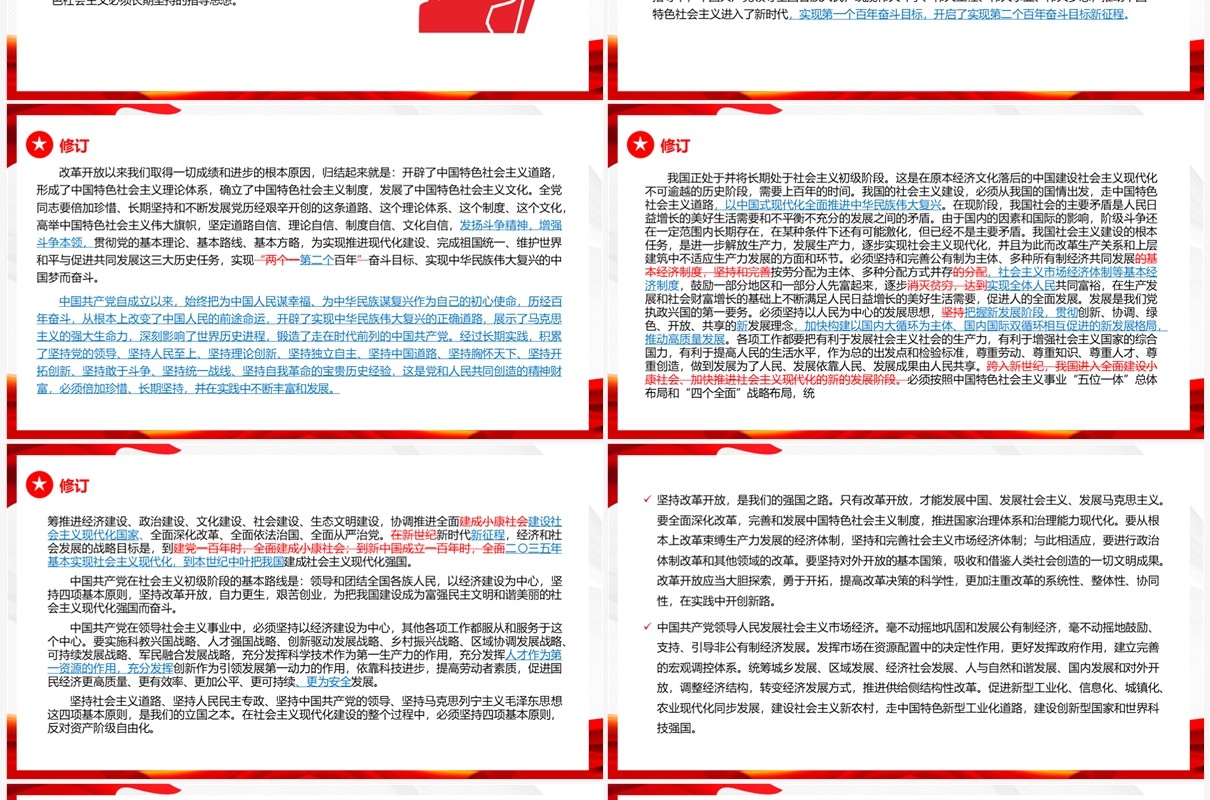 红色党政风中国共产党党章新旧对照PPT模板