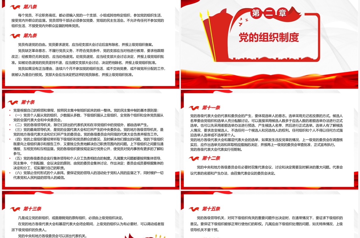 红色党政风中国共产党党章新旧对照PPT模板