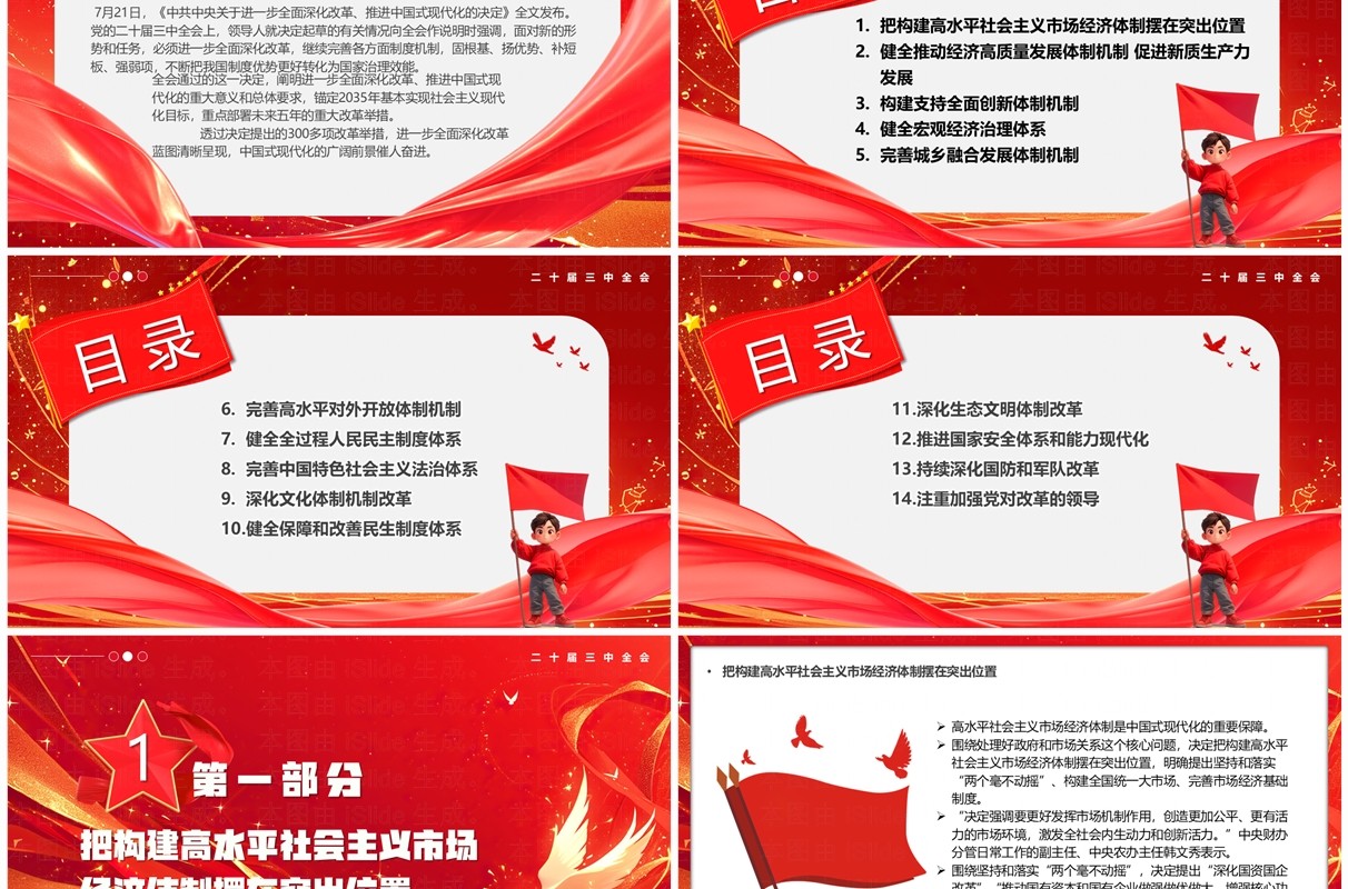 红色为中国式现代化提供强大动力和制度保障PPT模板