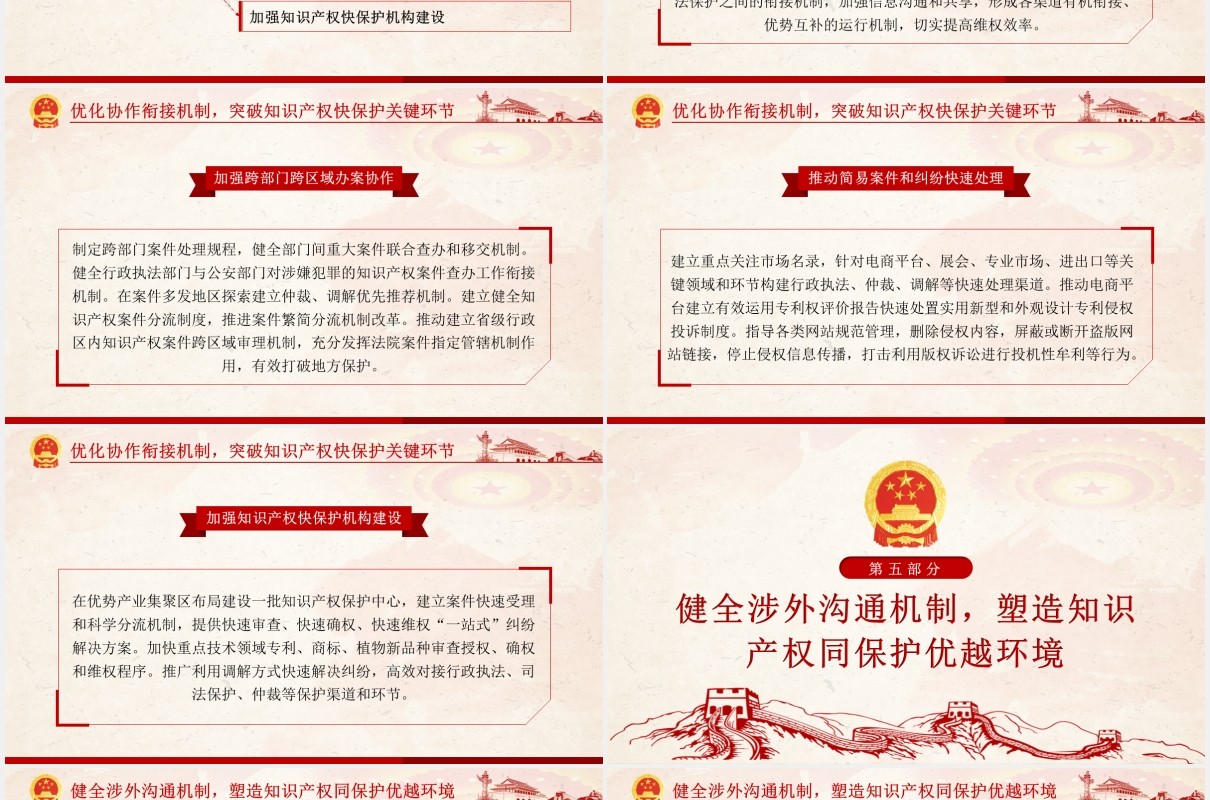 国务院关于强化知识产权保护的意见解读党课PPT模板