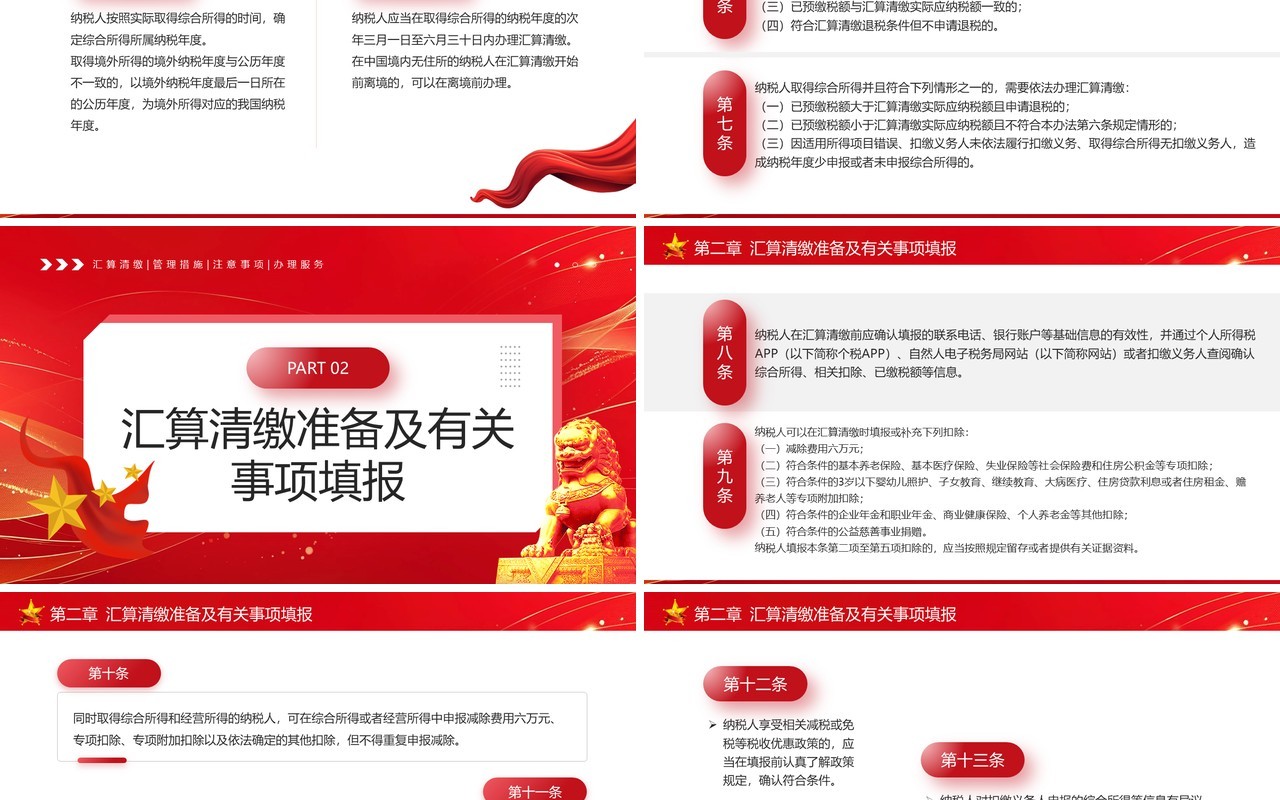 红色简约风个税汇算清缴管理办法PPT模板