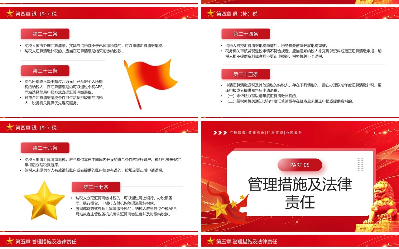 红色简约风个税汇算清缴管理办法PPT模板
