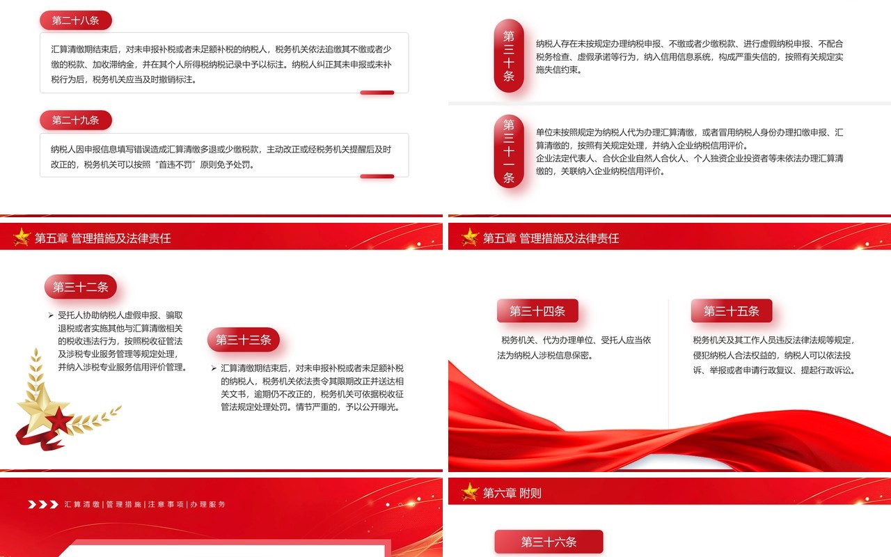 红色简约风个税汇算清缴管理办法PPT模板