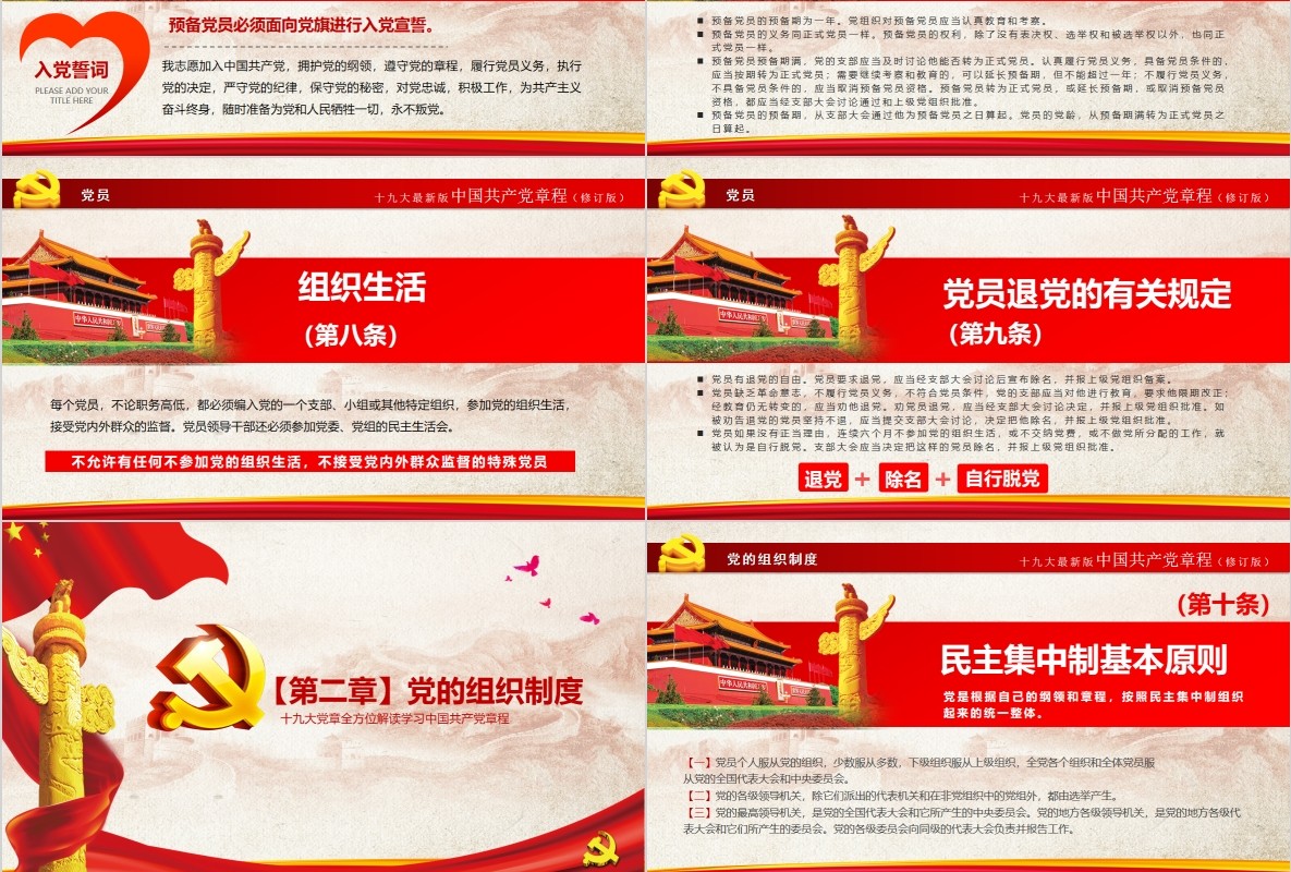 中国共产党新党章学习PPT党课模板