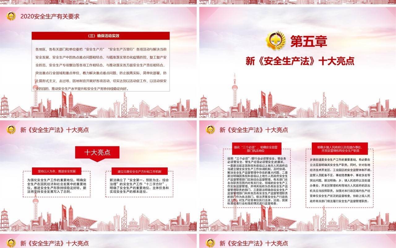 红色简约2020年全国安全生产月主题活动宣传PPT模板