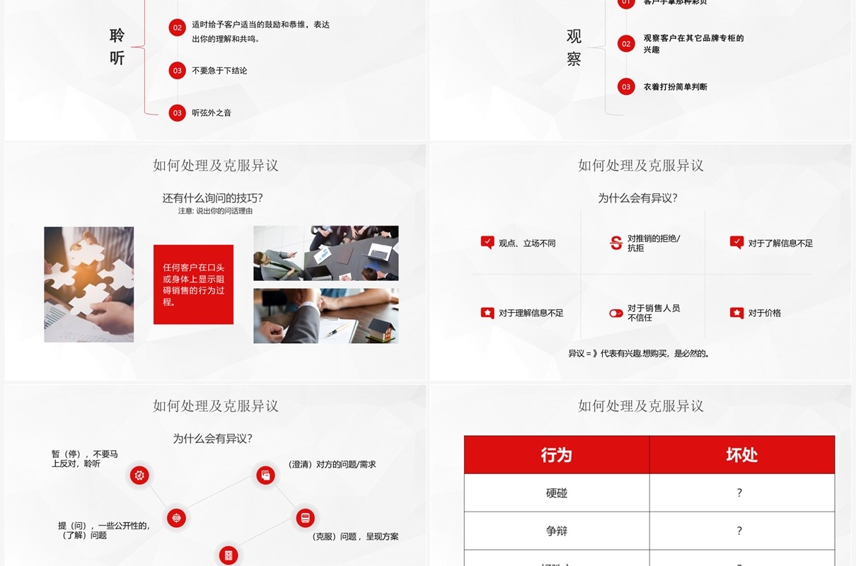 红色销售技巧客户的类型分析PPT模板