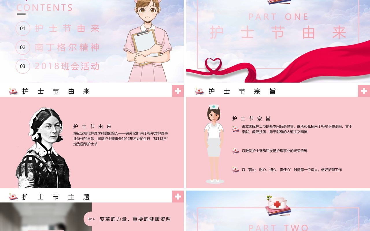 护士节介绍主题班会PPT模板