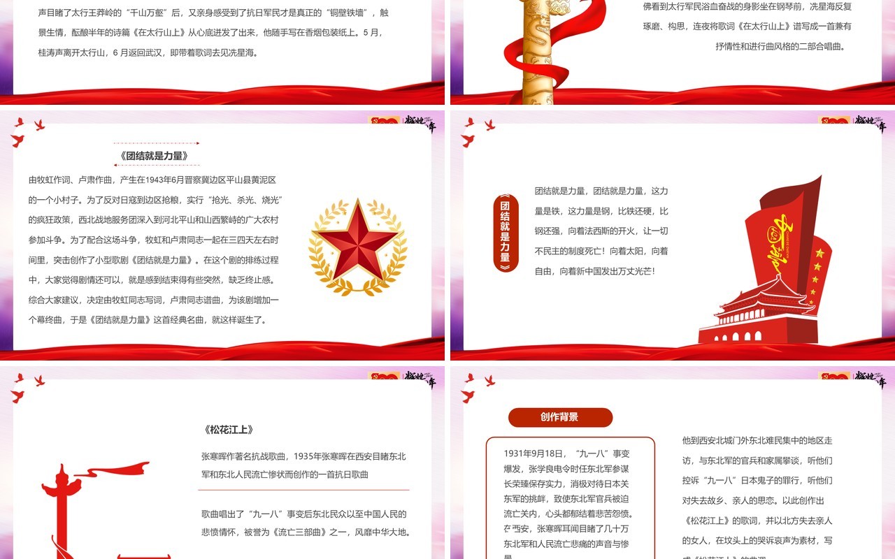 党政红色之旅之红色歌曲PPT模板