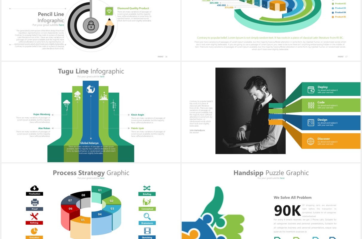 商务拼图工作通用PPT信息图表模板素材pappat powerpoint template