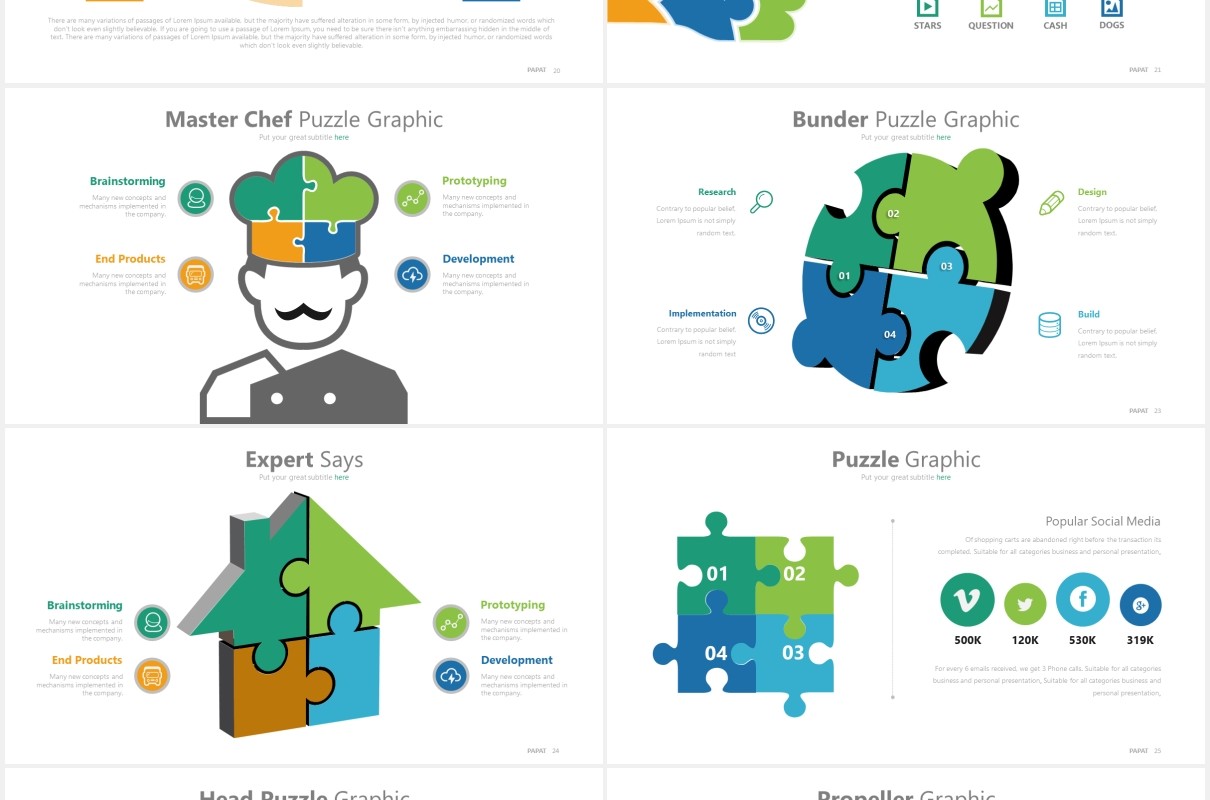 商务拼图工作通用PPT信息图表模板素材pappat powerpoint template