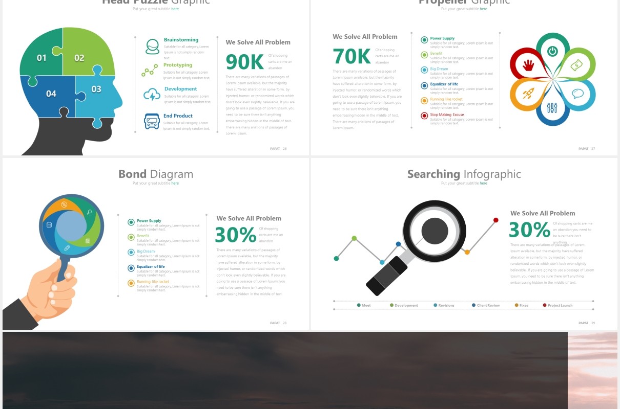 商务拼图工作通用PPT信息图表模板素材pappat powerpoint template