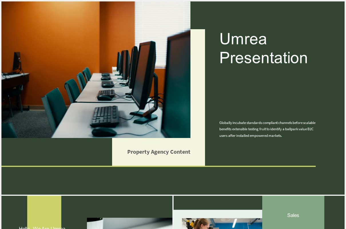 绿色商务工作通用PPT模板Umrea-Interior Business Powerpoint