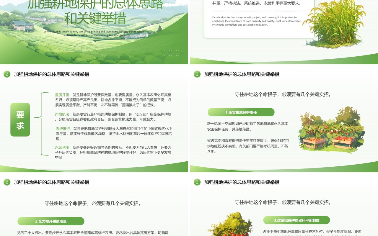 绿色简约风切实加强耕地保护培训PPT模板