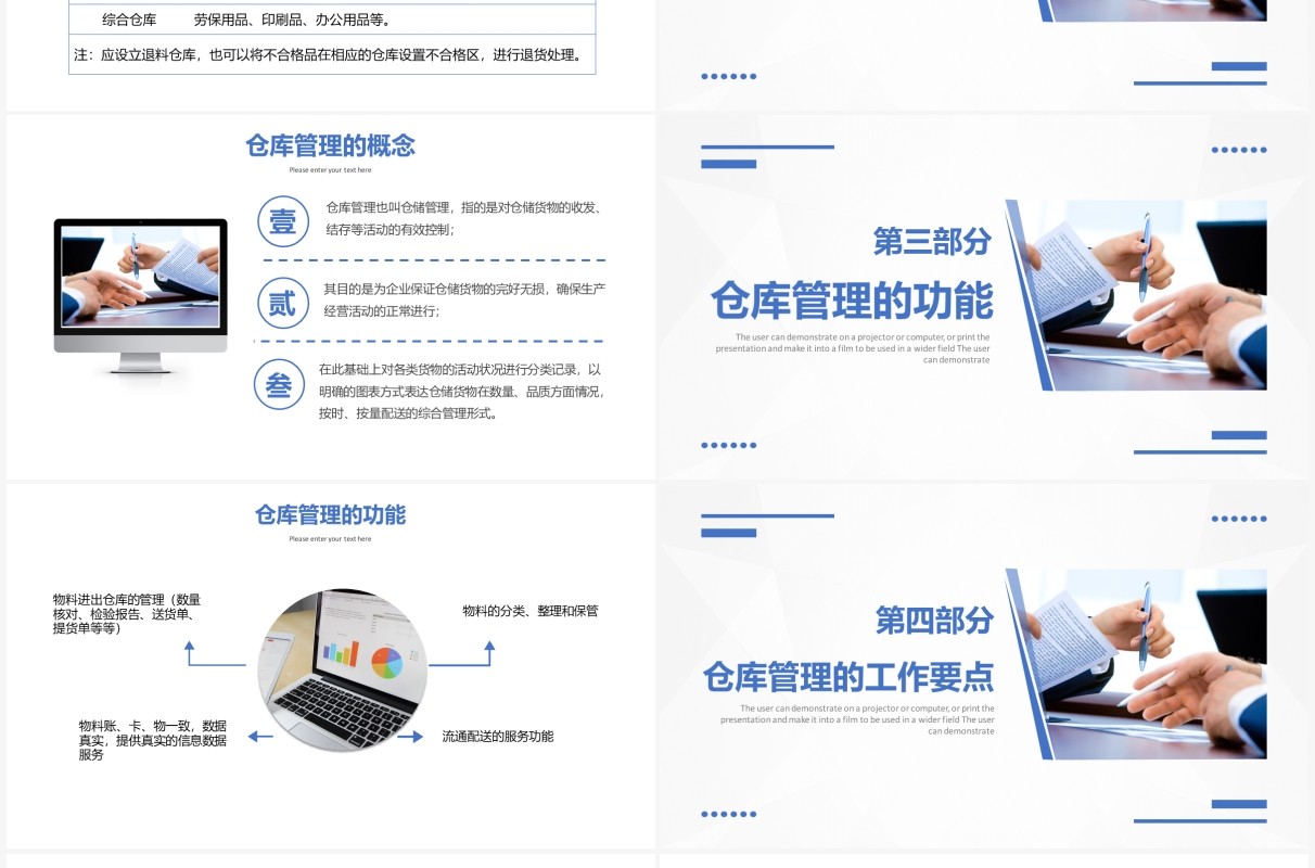 蓝色简约风仓库管理基础知识培训通用PPT模板