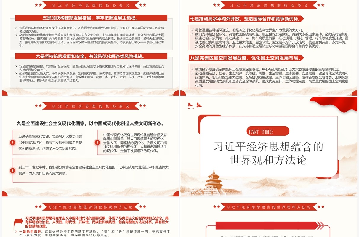 红色领悟总书记经济思想的逻辑PPT模板