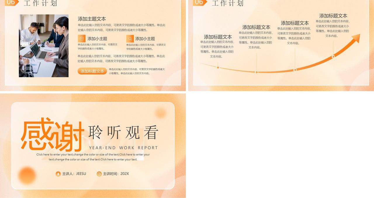 橙色简约风年终述职报告PPT模板