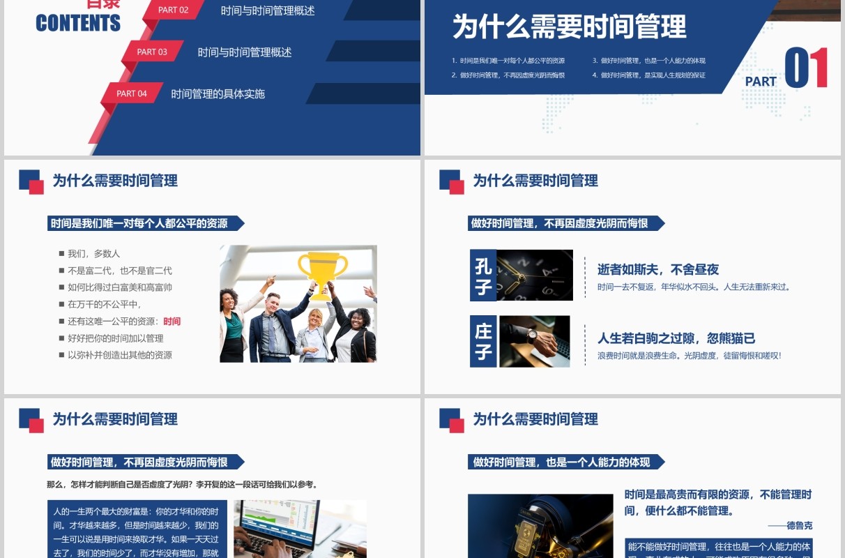 简约企业员工培训时间管理技能动态课件PPT模板