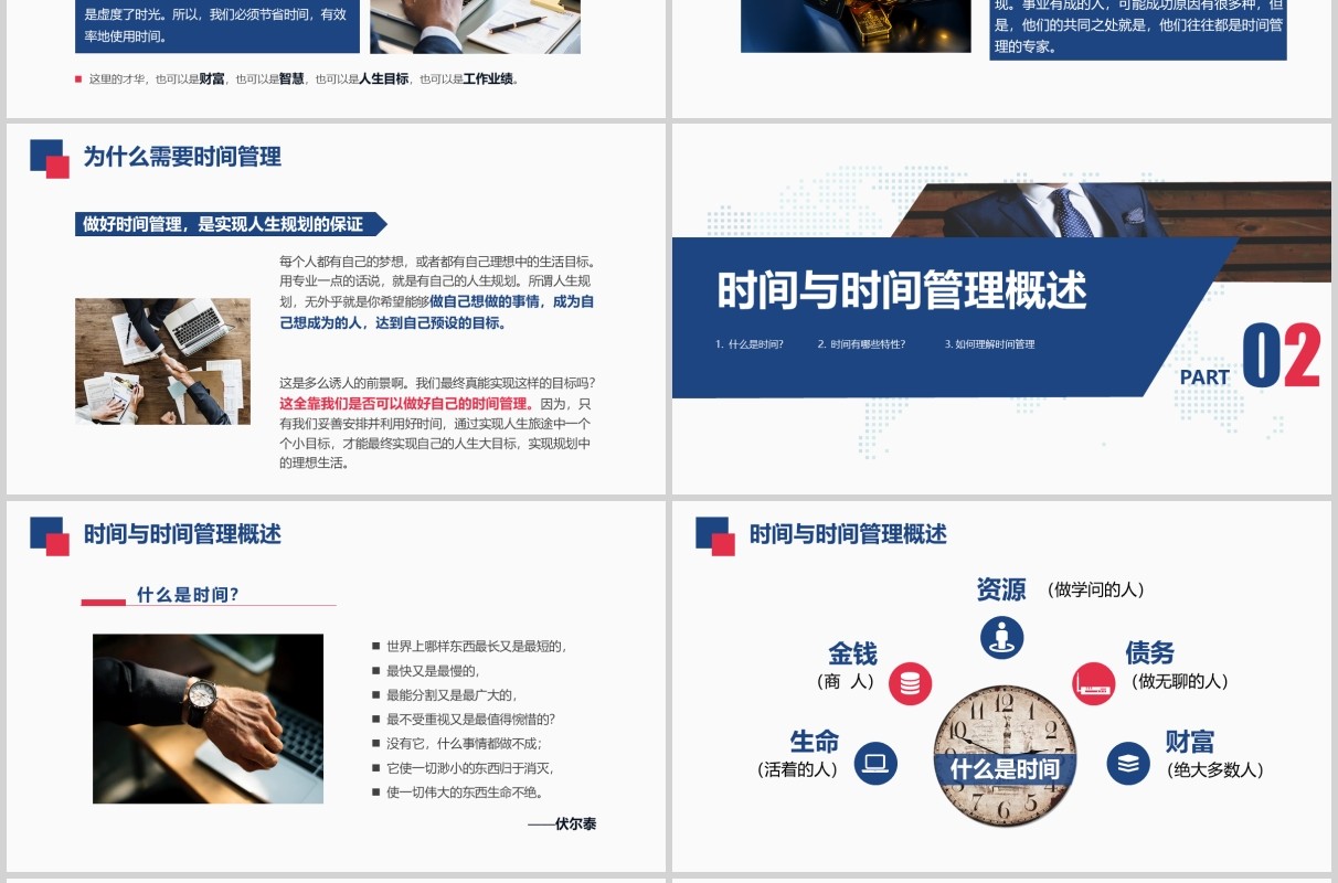 简约企业员工培训时间管理技能动态课件PPT模板